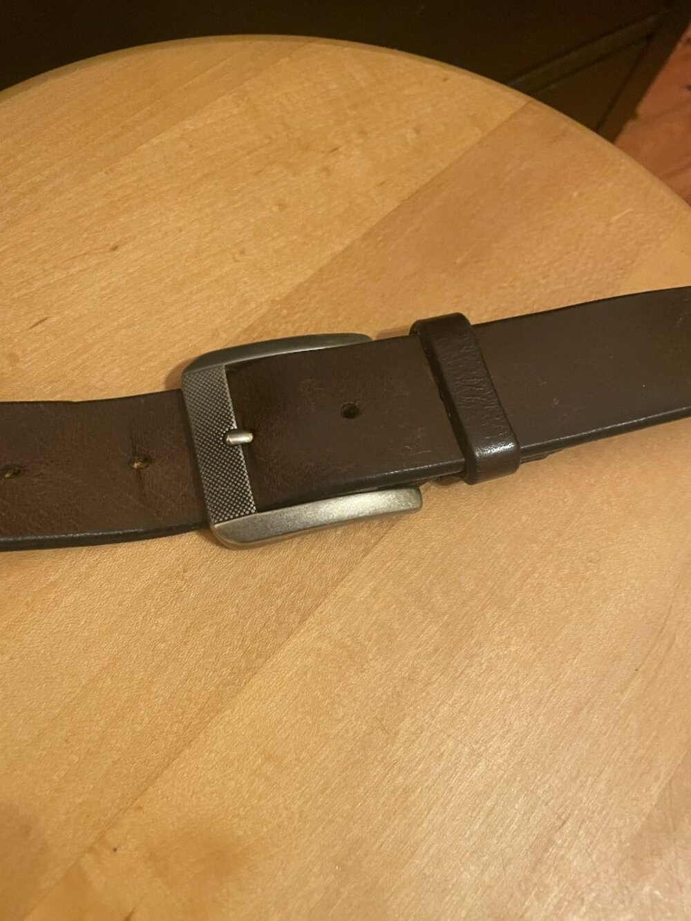 Mens Fossil Leather Belt Sz 38 Brown Silver Tone Buckle Patina Classic Style - Picture 3 of 8